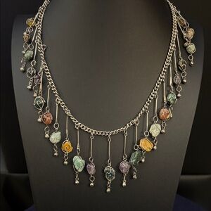 Unique Vintage Bar Stone Drop Necklace